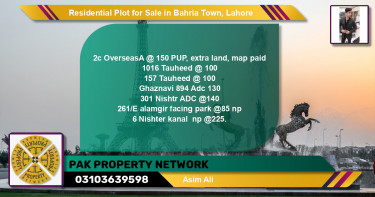 Residential Plot for Sale in Bahria Town, Lahore - (BP-119179)