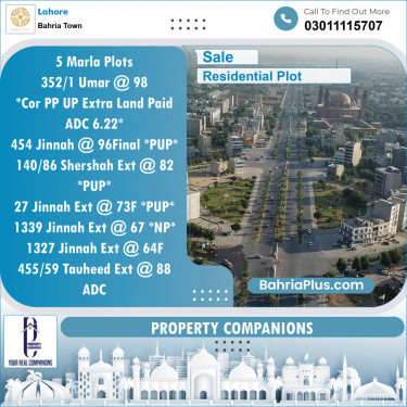 Residential Plot for Sale in Bahria Town, Lahore - (BP-119210)