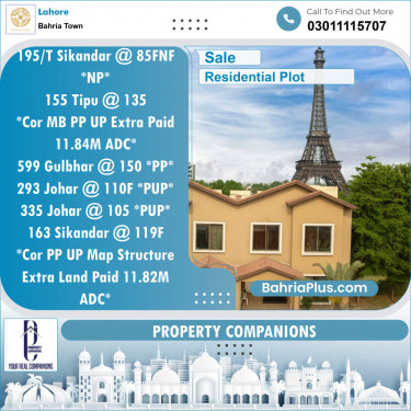 Residential Plot for Sale in Bahria Town, Lahore - (BP-119211)
