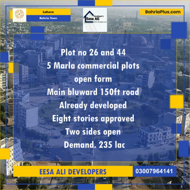 Commercial Plot for Sale in Bahria Town, Lahore - (BP-119218)