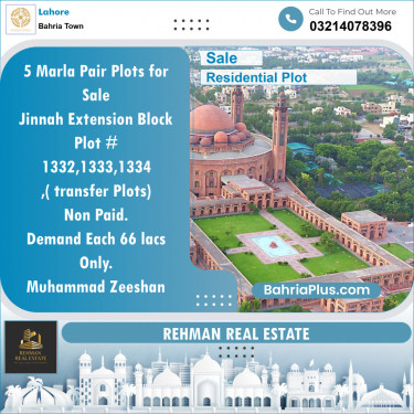 Residential Plot for Sale in Bahria Town, Lahore - (BP-119238)