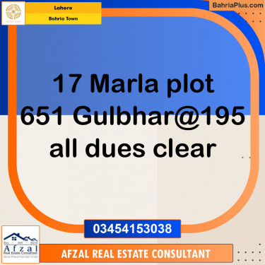 Residential Plot for Sale in Bahria Town, Lahore - (BP-119239)