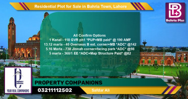 Residential Plot for Sale in Bahria Town, Lahore - (BP-119293)