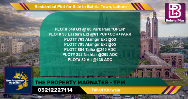 Residential Plot for Sale in Bahria Town, Lahore - (BP-119421)