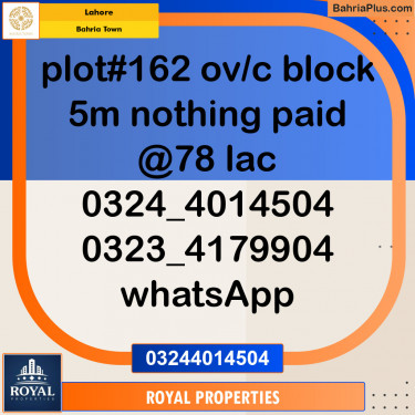 Residential Plot for Sale in Bahria Town, Lahore - (BP-119452)