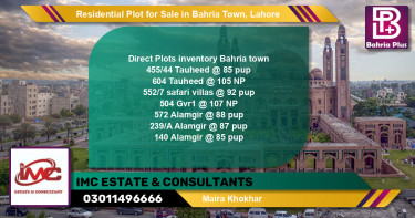 Residential Plot for Sale in Bahria Town, Lahore - (BP-119492)