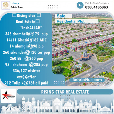 Residential Plot for Sale in Bahria Town, Lahore - (BP-119521)