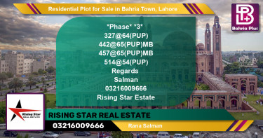 Residential Plot for Sale in Bahria Town, Lahore - (BP-119546)