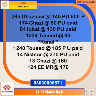 Residential Plot for Sale in Sector F - Ghaznavi Block -  Bahria Town, Lahore - (BP-119653)