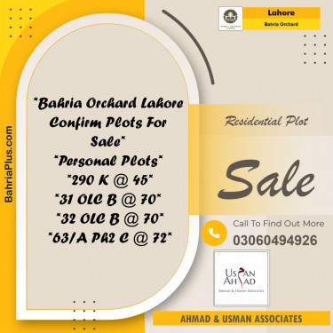 Residential Plot for Sale in Bahria Orchard, Lahore - (BP-119671)