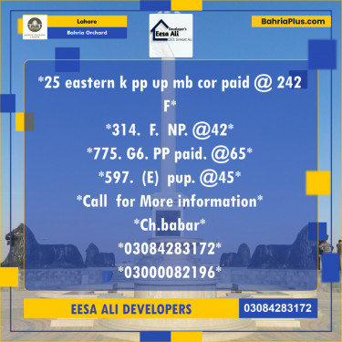 Residential Plot for Sale in Bahria Orchard, Lahore - (BP-119693)