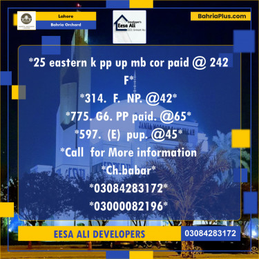 Residential Plot for Sale in Bahria Orchard, Lahore - (BP-119694)