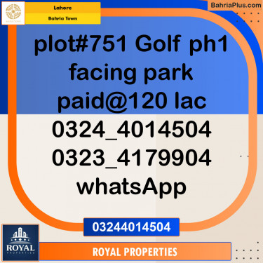 Residential Plot for Sale in Bahria Town, Lahore - (BP-119854)