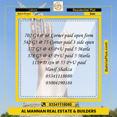 Residential Plot for Sale in Phase 4 - G4 Block -  Bahria Orchard, Lahore - (BP-119874)
