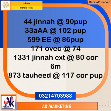 Residential Plot for Sale in Bahria Town, Lahore - (BP-119878)