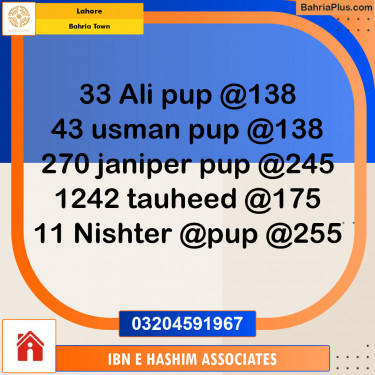 Residential Plot for Sale in Bahria Town, Lahore - (BP-119894)