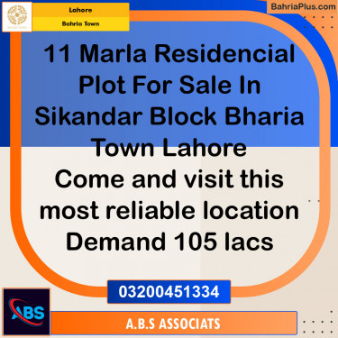 Residential Plot for Sale in Bahria Town, Lahore - (BP-119944)