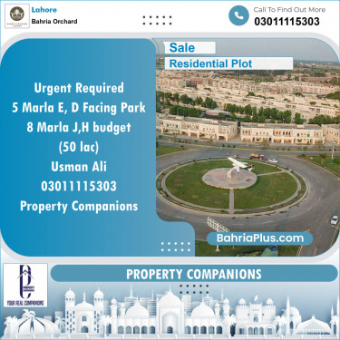 Residential Plot for Sale in Bahria Orchard, Lahore - (BP-120017)