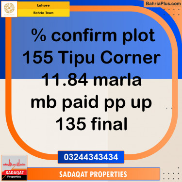 Residential Plot for Sale in Bahria Town, Lahore - (BP-120038)