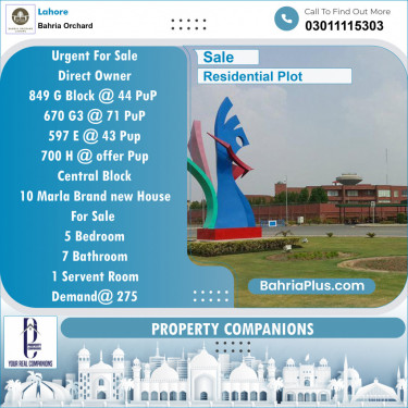 Residential Plot for Sale in Bahria Orchard, Lahore - (BP-120084)