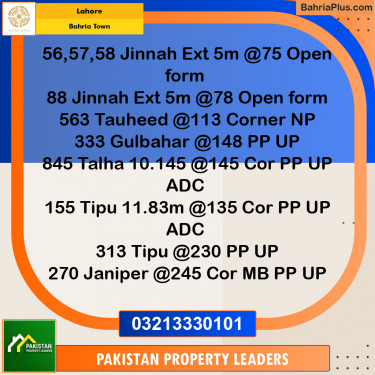 Residential Plot for Sale in Sector E - Jinnah Ext. Block -  Bahria Town, Lahore - (BP-120109)