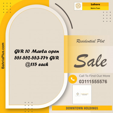 Residential Plot for Sale in Bahria Town, Lahore - (BP-120131)