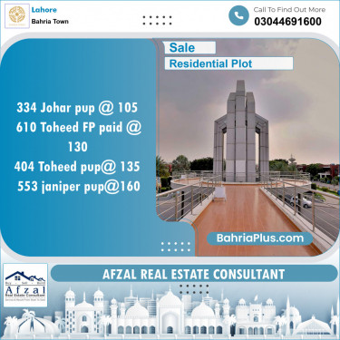 Residential Plot for Sale in Bahria Town, Lahore - (BP-120226)