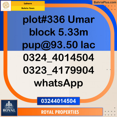 Residential Plot for Sale in Bahria Town, Lahore - (BP-120303)