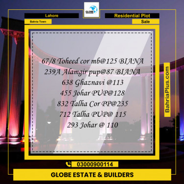 Residential Plot for Sale in Bahria Town, Lahore - (BP-120310)