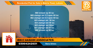 Residential Plot for Sale in Sector F - Tauheed Block -  Bahria Town, Lahore - (BP-120367)