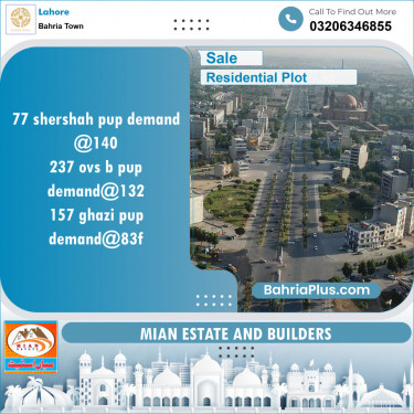 Residential Plot for Sale in Sector F - Shershah Block -  Bahria Town, Lahore - (BP-120377)