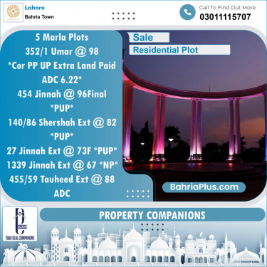 Residential Plot for Sale in Bahria Town, Lahore - (BP-120411)