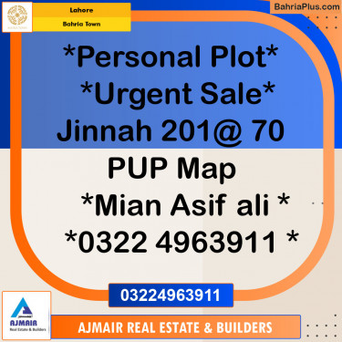 Residential Plot for Sale in Sector E - Jinnah Block -  Bahria Town, Lahore - (BP-120497)