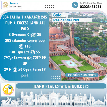 Residential Plot for Sale in Bahria Town, Lahore - (BP-120510)