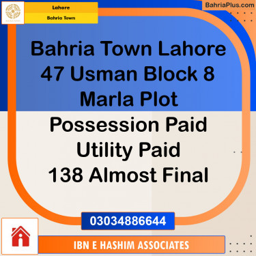 Residential Plot for Sale in Sector B - Usman Block -  Bahria Town, Lahore - (BP-120552)