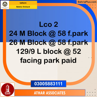Residential Plot for Sale in Phase 2 - M Block -  Bahria Orchard, Lahore - (BP-120555)