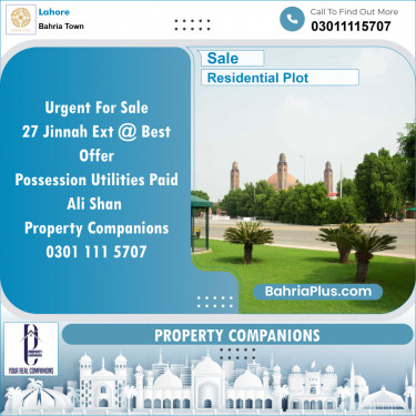 Residential Plot for Sale in Sector E - Jinnah Ext. Block -  Bahria Town, Lahore - (BP-120584)