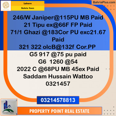 Residential Plot for Sale in Sector C - Janiper Block -  Bahria Town, Lahore - (BP-120588)