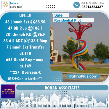 Residential Plot for Sale in Bahria Town, Lahore - (BP-120620)