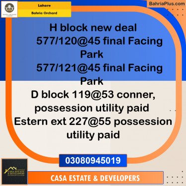 Residential Plot for Sale in Phase 2 - H Block -  Bahria Orchard, Lahore - (BP-120664)