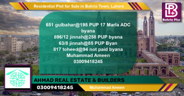 Residential Plot for Sale in Sector C - Gulbahar Block -  Bahria Town, Lahore - (BP-120746)