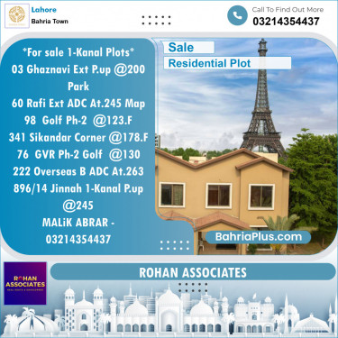 Residential Plot for Sale in Sector F - Ghaznavi Ext. Block -  Bahria Town, Lahore - (BP-120749)