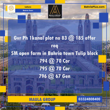 Residential Plot for Sale in Golf Phase 1 -  Bahria Town, Lahore - (BP-120785)