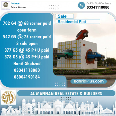 Residential Plot for Sale in Phase 4 - G4 Block -  Bahria Orchard, Lahore - (BP-120820)