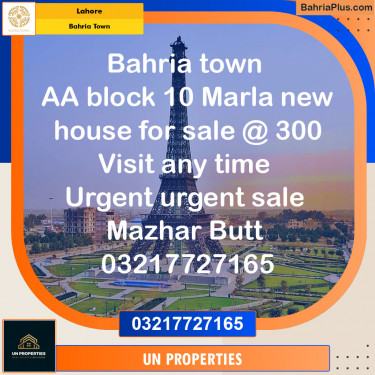 Residential Plot for Sale in Sector D - AA Block -  Bahria Town, Lahore - (BP-120894)