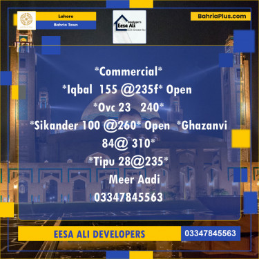 Commercial Plot for Sale in Sector E - Iqbal Block -  Bahria Town, Lahore - (BP-120961)