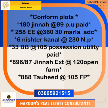 Residential Plot for Sale in Sector E - Jinnah Block -  Bahria Town, Lahore - (BP-120967)