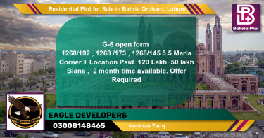 Residential Plot for Sale in Phase 4 - G6 Block -  Bahria Orchard, Lahore - (BP-120987)