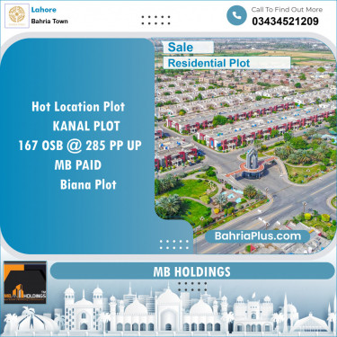 Residential Plot for Sale in Overseas B -  Bahria Town, Lahore - (BP-121046)