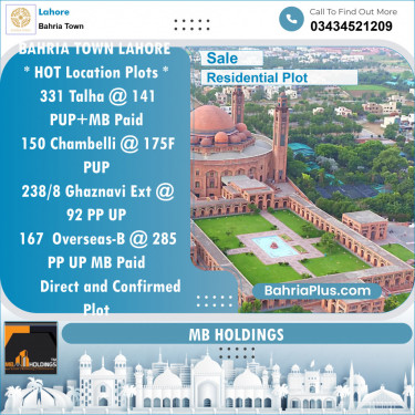 Residential Plot for Sale in Sector F - Talha Block -  Bahria Town, Lahore - (BP-121056)